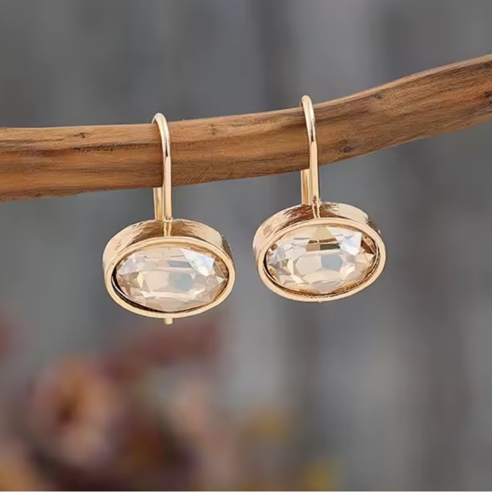 Amber Gold Champagne Crystal Drop Earrings